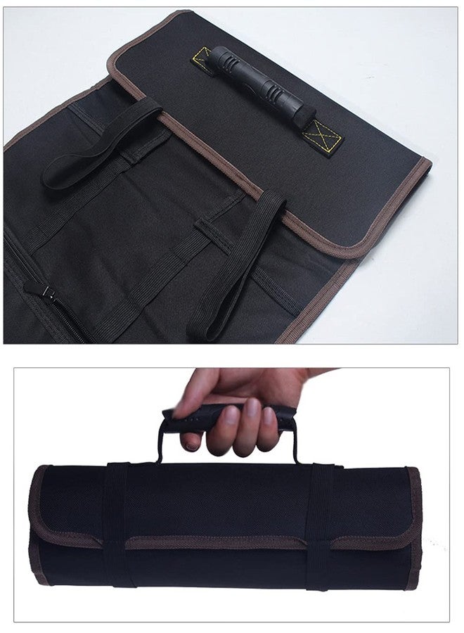 Mengshen Tool Bag,Electricians Mechanics Roll Portable Canvas Storage Bag,Thick and Wear-Resistant,UH01 Black - Image 3